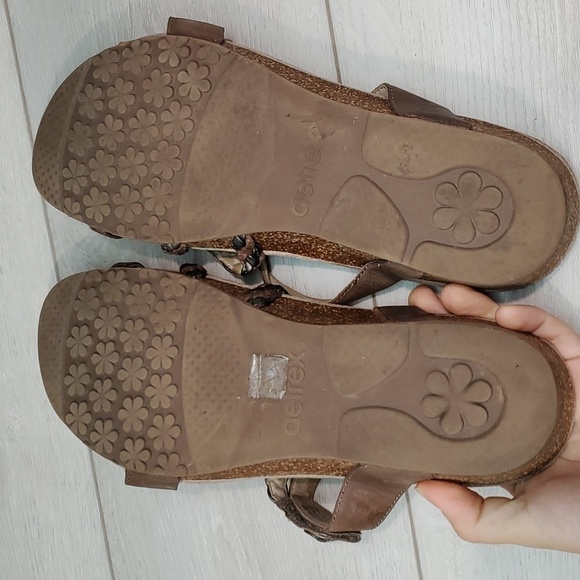 Aetrex Womens Braided Comfort Leather Wedge Sandals Slide  shoes sz 11 - Picture 12 of 14